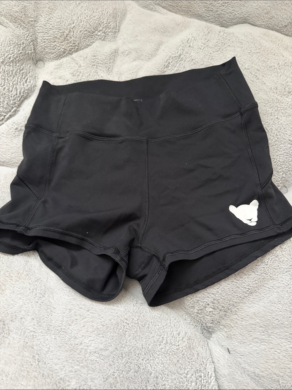 Women's Black High-Waist Bike Shorts the Lioness pounce shorts with leg Logo
